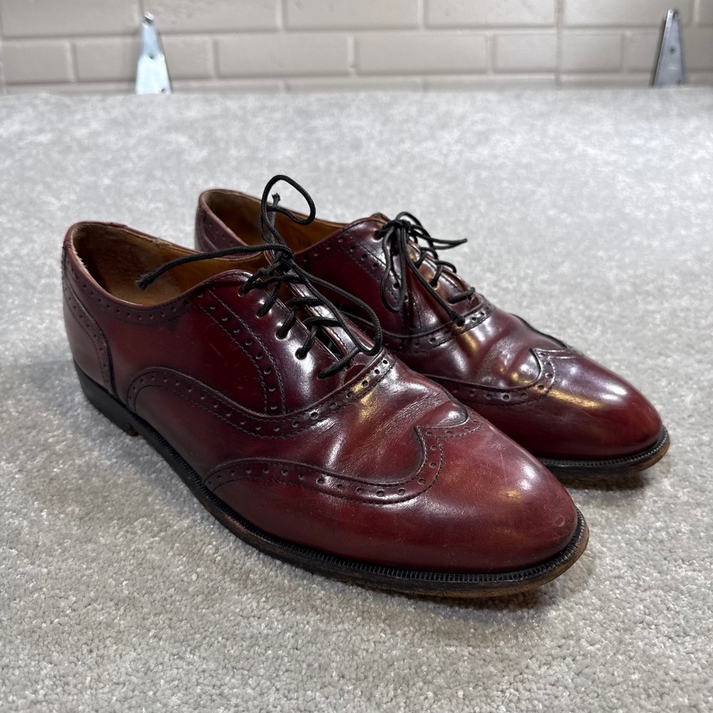 Vintage Cole Haan Leather Wingtip Oxford Brogue Dress Shoe Burgundy 10.5 D USA